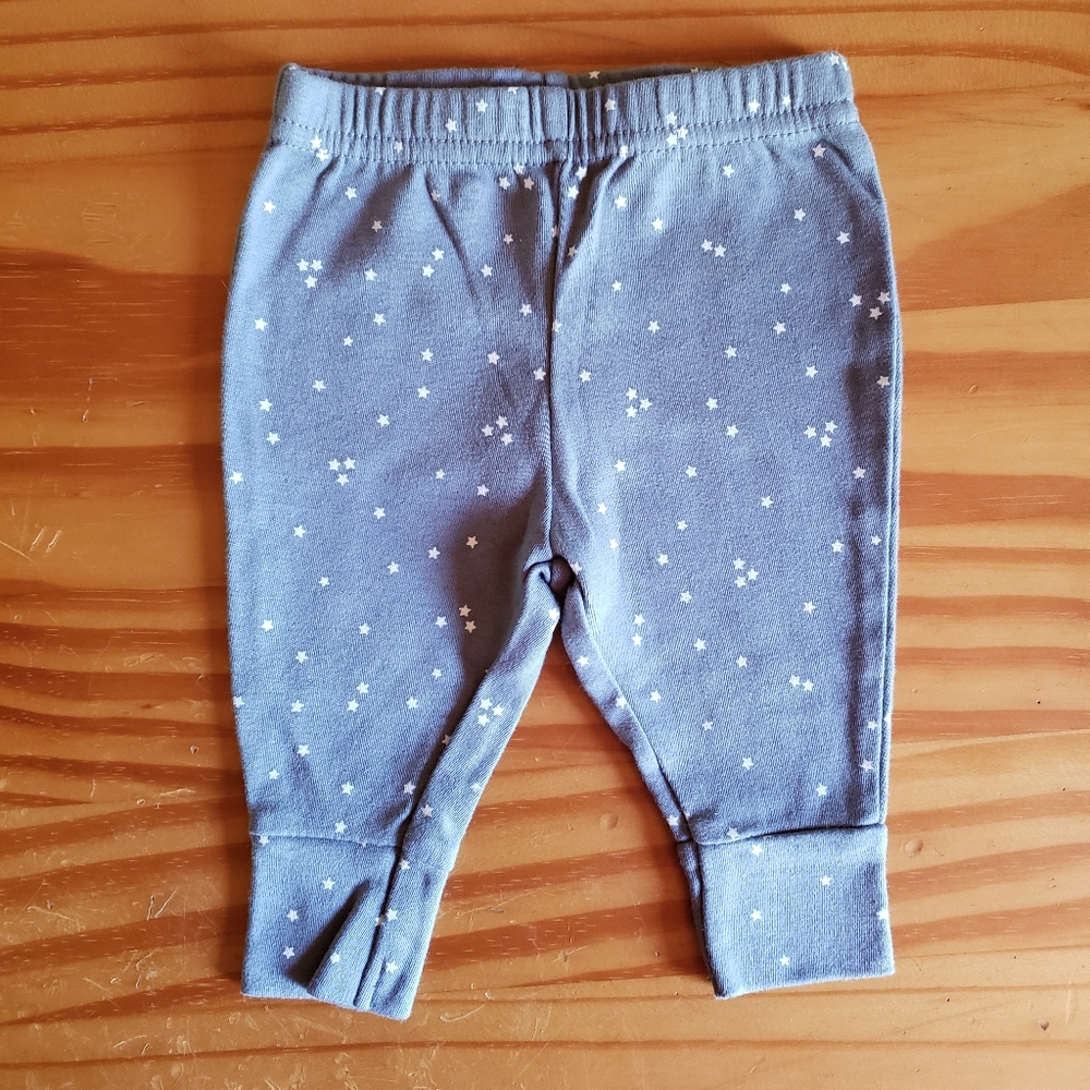 Unisex Grey Baby Star Print Pants | 0-3 Months